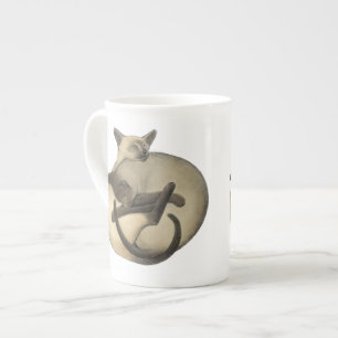 Taza de la porcelana de hueso de los gatos