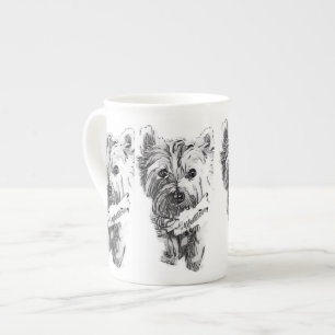 Taza de la porcelana de hueso del bosquejo de