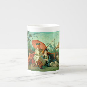 Taza de la porcelana de hueso del Chinoiserie