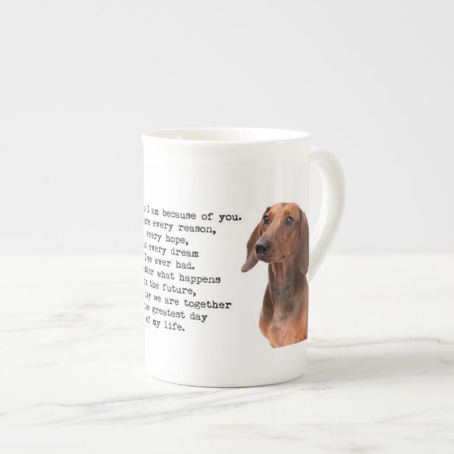 Taza de la porcelana de hueso del Dachshund (Derecha)
