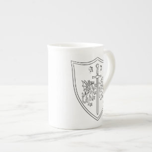Taza de la porcelana de hueso del escudo de armas