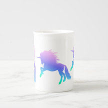 Taza de la porcelana de hueso del unicornio del