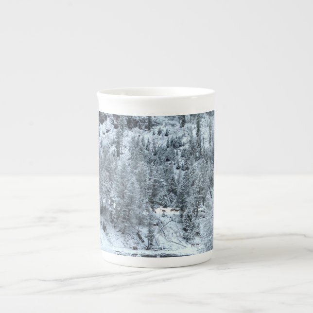 Taza de la porcelana de hueso - "día de invierno (Frente)