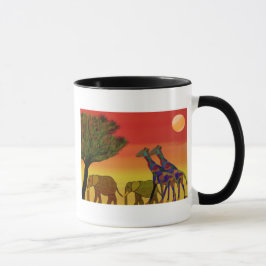 Taza de la puesta del sol de la selva