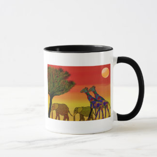 Taza de la puesta del sol de la selva