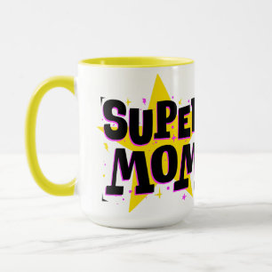 Taza de la súper mamá arte pop cómico