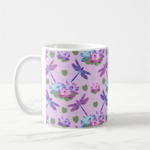 Taza de la taza de café de Lotus de la libélula