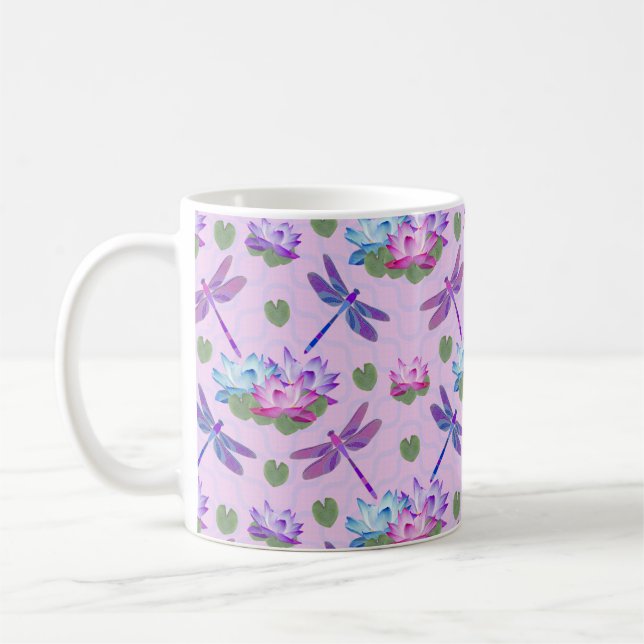 Taza de la taza de café de Lotus de la libélula (Izquierda)