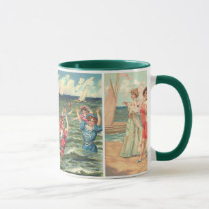 Taza de las bellezas de la playa del vintage