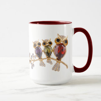 Taza de las joyas y de los diamantes de los búhos