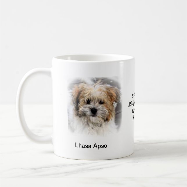 Taza de Lasa Apso - con dos imágenes y un adorno (Izquierda)