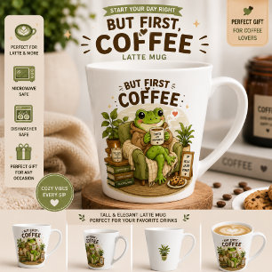 Taza de Latte Amante del Café de Rana Adorable   P