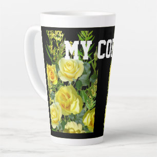 Taza de Latte de Texto Mi Café con Imagen de Flor 