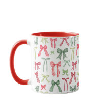 Taza de lazos de Navidad Coquette – Rojo y verde v