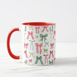 Taza de lazos de Navidad Coquette – Rojo y verde v