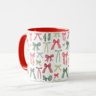Taza de lazos de Navidad Coquette – Rojo y verde v