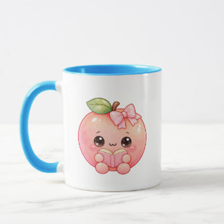 Taza de lectura de melocotón Kawaii linda para ama