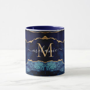 Taza de letra de nombre personalizado Agate Navy B