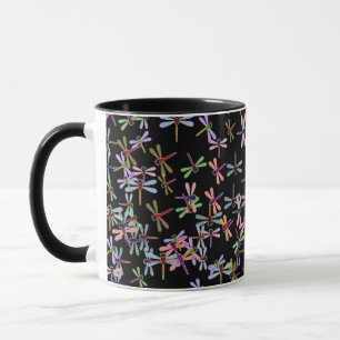 taza de libélulas coloridas