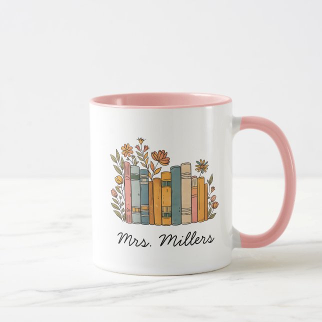Taza de Libros de Flores Personalizados, taza de c (Derecha)