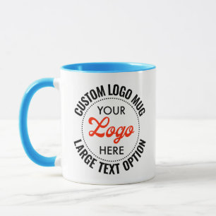 Taza de Logo Combo promocional de texto grande AZU