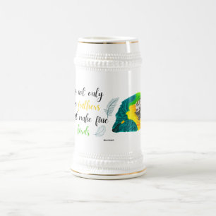 taza de loro acuarela y una cita de aliento