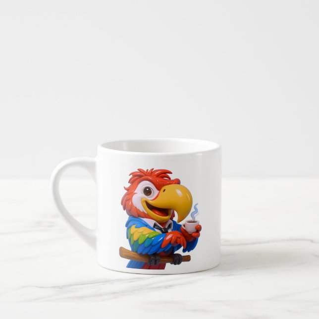 Taza de loro bebiendo espresso (Izquierda)