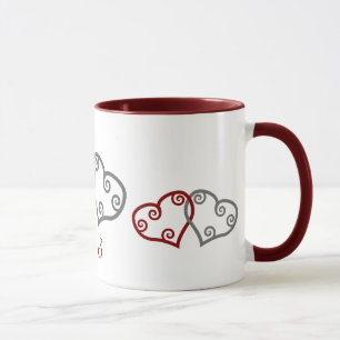 Taza de los corazones del compromiso del monograma