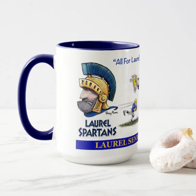 Taza de los Espartanos de Laurel Senior High Schoo (Con donut)