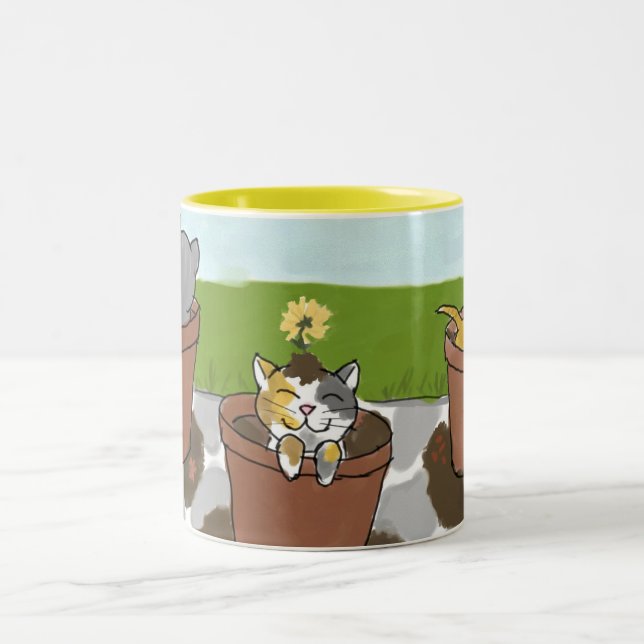 Taza de los gatitos de la maceta (Centro)