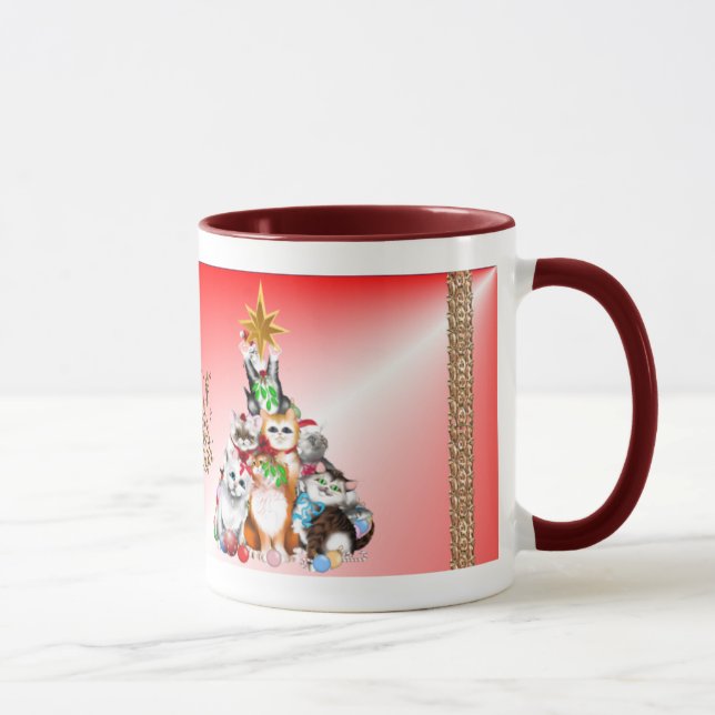 Taza de los gatitos del árbol de navidad (Derecha)