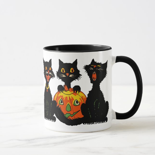 Taza de los gatos negros de Halloween de los años (Derecha)