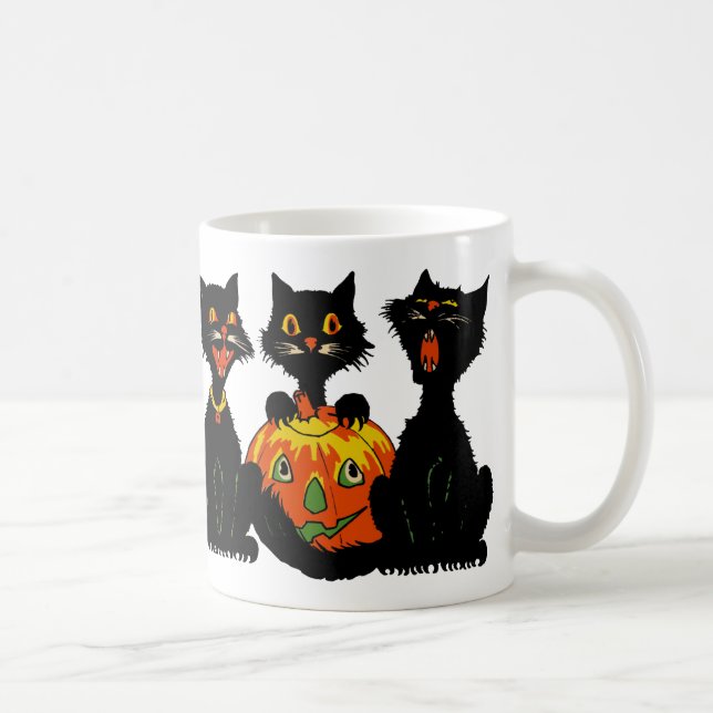 Taza de los gatos negros de Halloween de los años (Derecha)