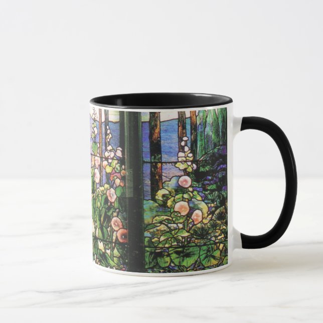 Taza de los Hollyhocks del vitral de Tiffany (Derecha)