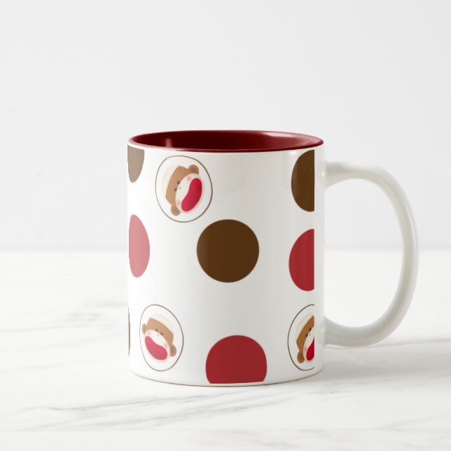 Taza de los lunares del mono del calcetín (Derecha)