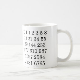 Taza de los números de Fibonacci de la matemátic