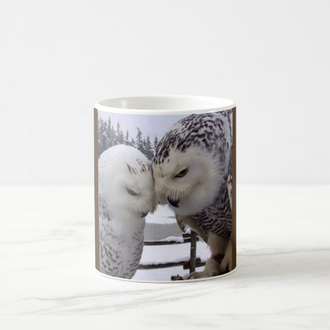 Taza de los pájaros del amor de los búhos Nevado (Centro)