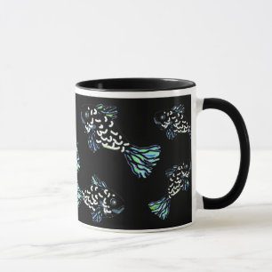 Taza de los pescados de BlueBlackGreen de Susan