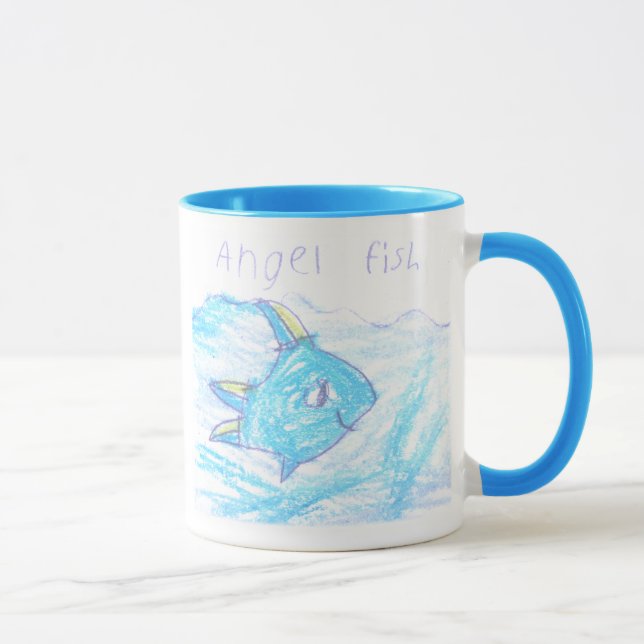 Taza de los pescados del ángel - taza del arte de (Derecha)