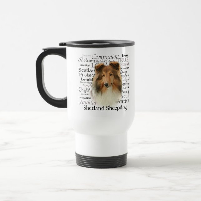 Taza de los rasgos de Sheltie (Izquierda)