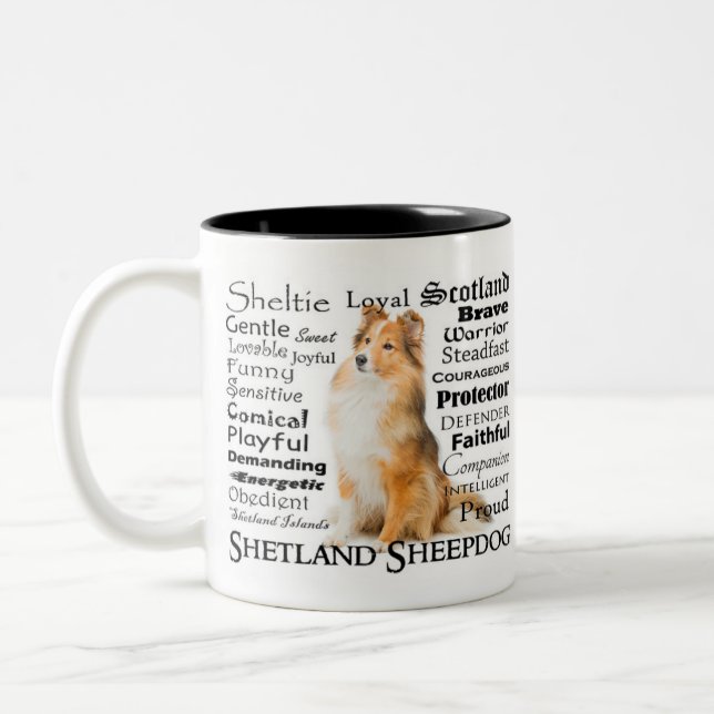 Taza de los rasgos de Sheltie (Izquierda)