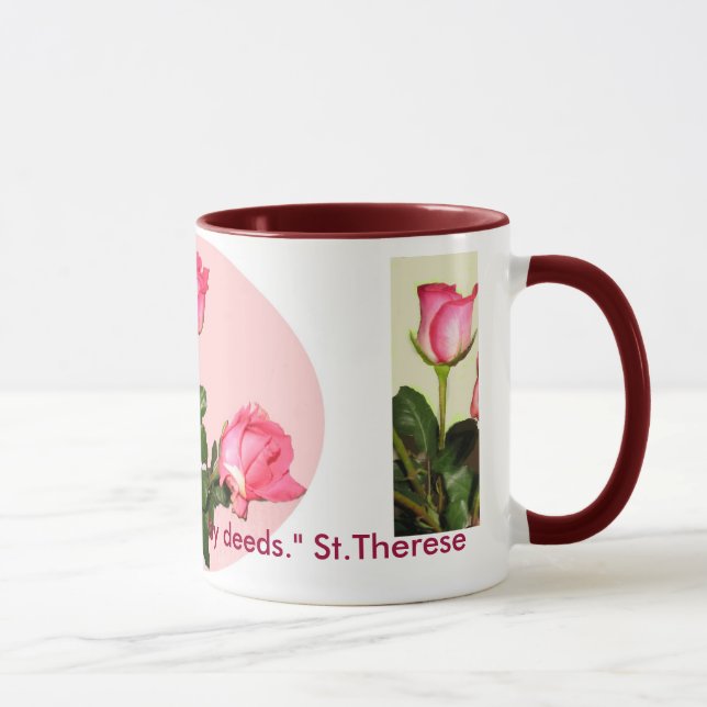 Taza de los rosas de la cita de SaintTherese (Derecha)