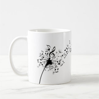 Taza de los símbolos de música del diente de león