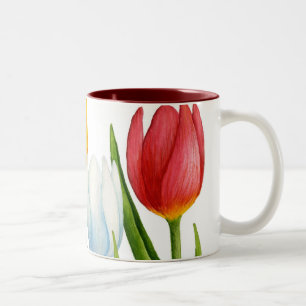 Taza de los tulipanes de la primavera
