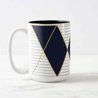 Taza de lujo del Dos-Tono del monograma de la raya