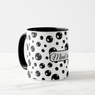 Taza de lunares negra brillante – Regalo minimalis