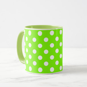 taza de lunares verdes, blancos y verdes