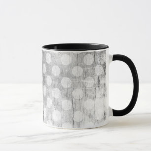Taza de madera apenada del blanco del negro del