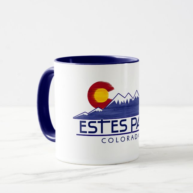 Taza de madera de montañas Estes Park Colorado (Anverso izquierdo)
