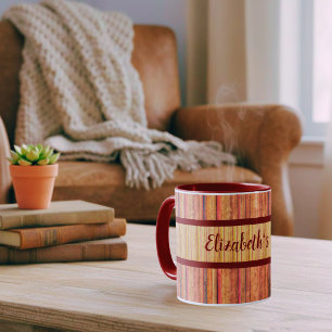 Taza de Madera Rayada Rústica